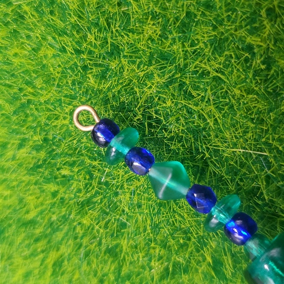 Artisan Sea Blue Beaded Pendant P311 - Picture 2 of 3